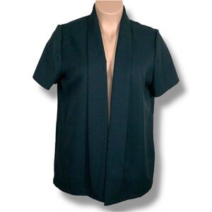 Vintage Petite 18 Jason Cody Deep Green Short Sleeve Shrug Blazer Top Open Front